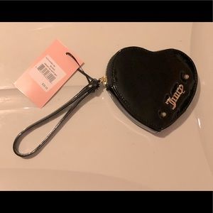JUICY COUTURE BLACK HEART ZIP COIN PURSE / WALLET / WRISTLET